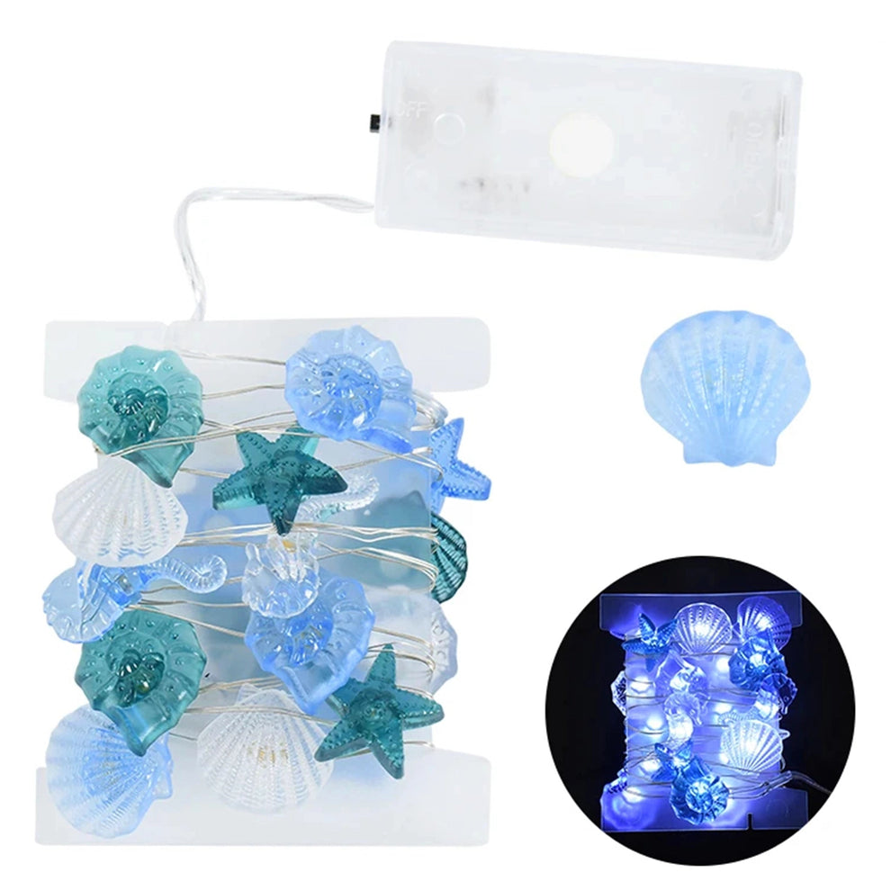 String Lights - Helvetica Aqua Aero Lamp with Clams, Shells, Seahorses and Starfishes - 2 meters